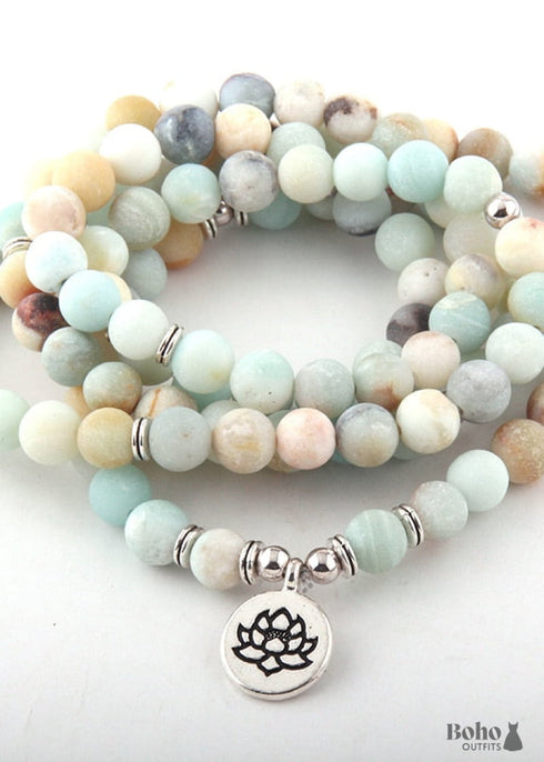 Boho Bracelet, RH Yoga Bracelet, Amazonite Natural Green Stone